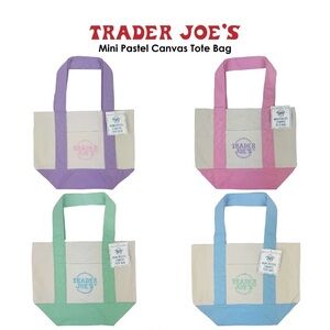 Trader Joe's Mini Pastel Canvas Tote Bags